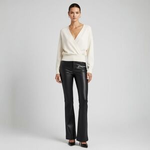 Babaton Jotham Wrap Front Sweater - Merino Wool Lightweight Minimalist - Size S